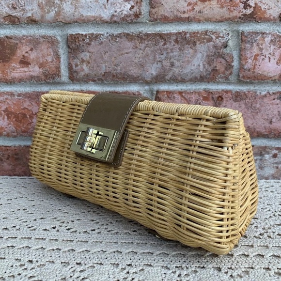 J Crew Wicker Straw Rattan Clutch Handbag - Picture 3 of 16